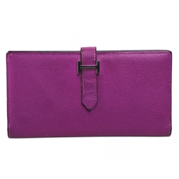 HERMES Bearn Souffle Bifold Long Wallet Shik Glitter Epsom - Picture 1 of 16